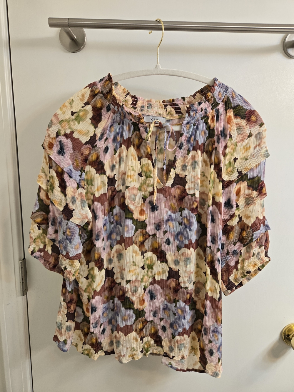 Rails Paris Painted Floral Blouse Size Large L Like New Flaw